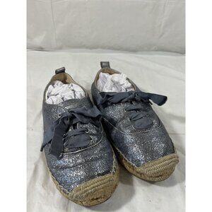 COACH Ramira Blue  Glitter Jute Lace Up Sneakers Women’s 6 B Casual Flats Shoes